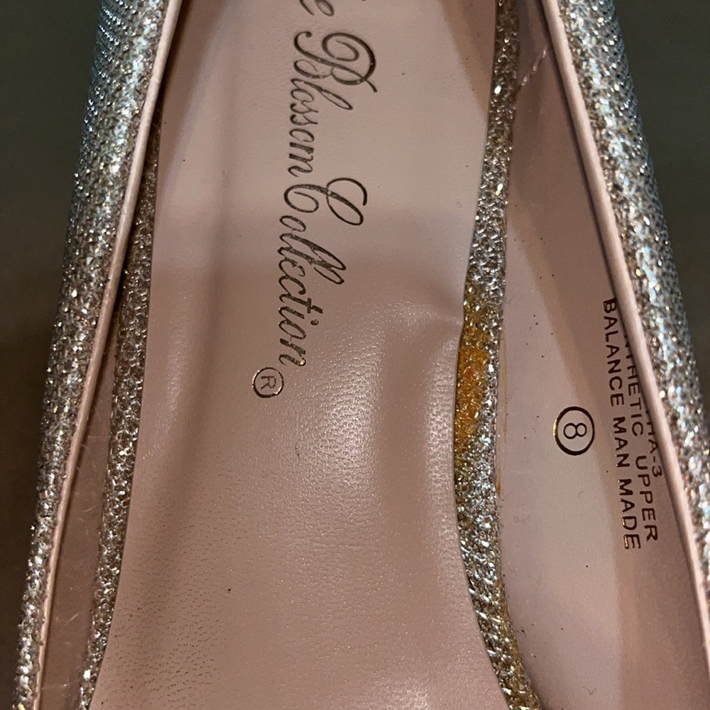 De Blossom Collection Bertha 3 Nude Sparkle Pumps Size 8 Wedding Bridal Heels - Picture 6 of 9